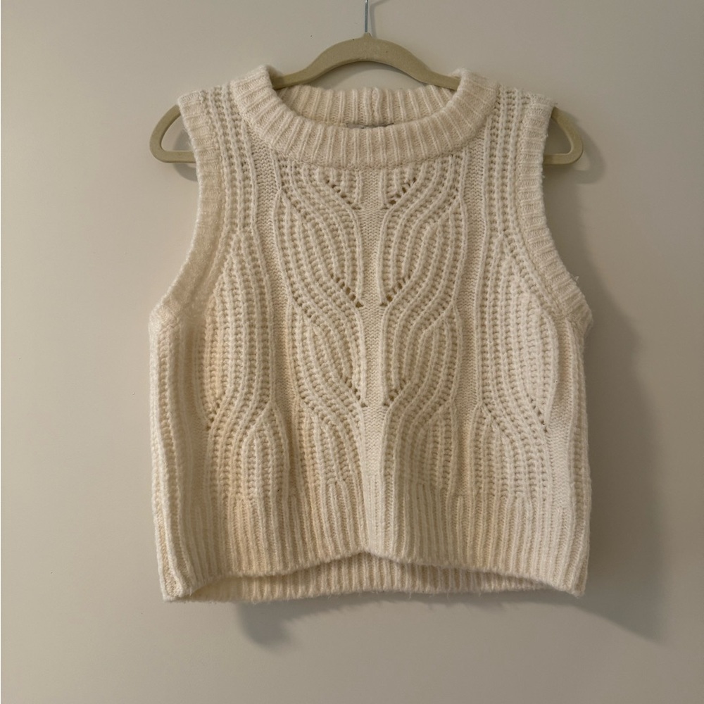 Madewell Cream Knit oversized sweater vest